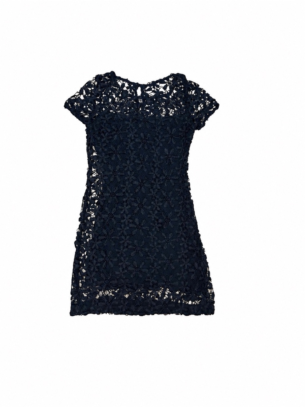 Hollister Navy Crotchet Overlay Lace Floral Shift Dress Size 1